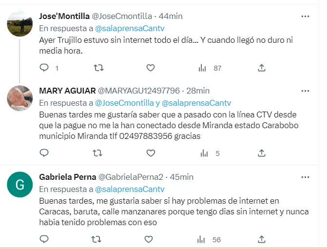 Usuarios se quejan del deficiente servicio de internet de cantv