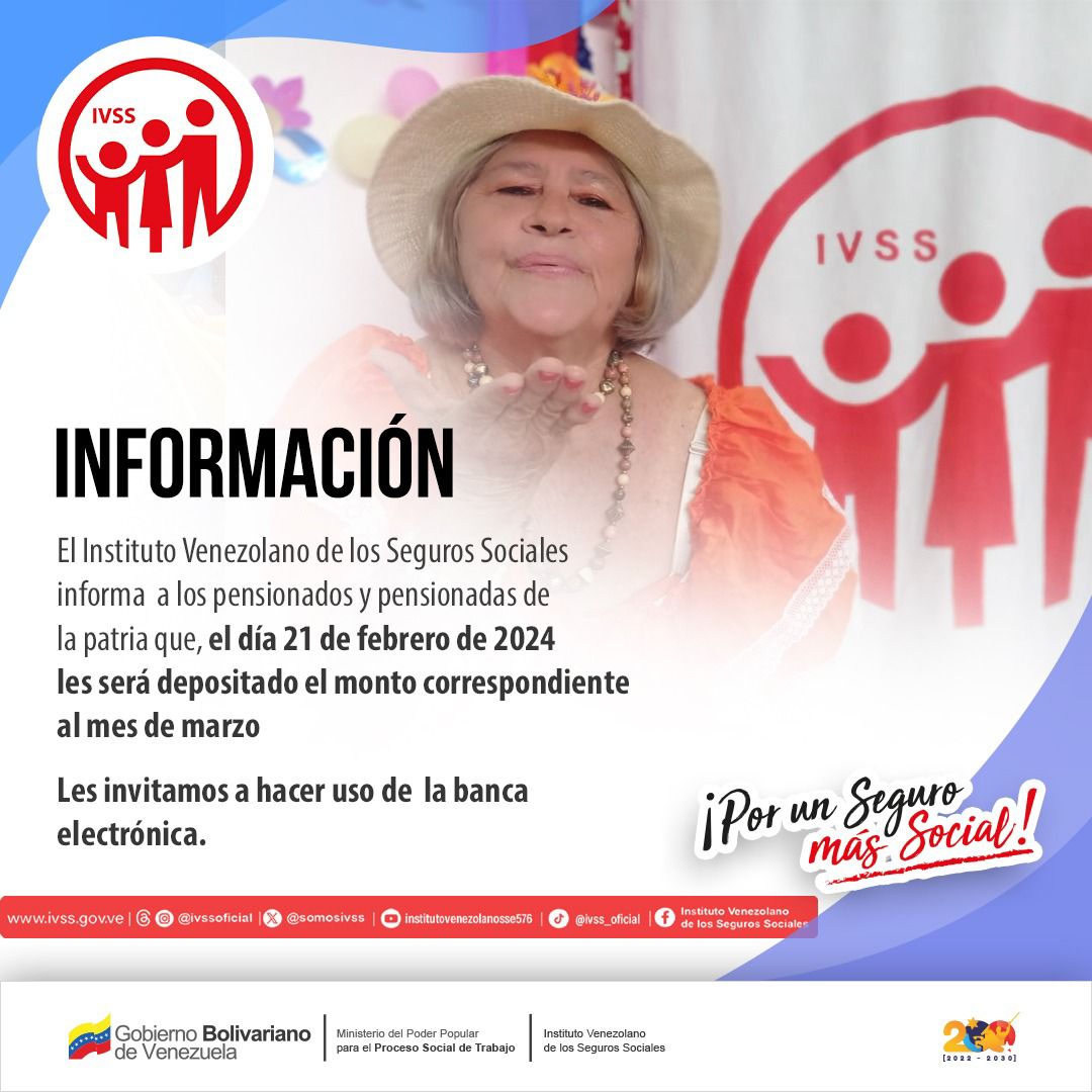 ivss pago pensión marzo 2024
